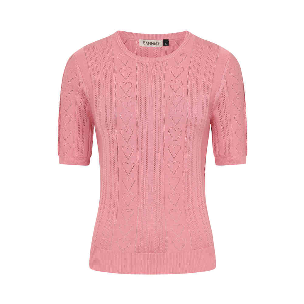 Banned - Ruby Heart Gebreide trui - Roze